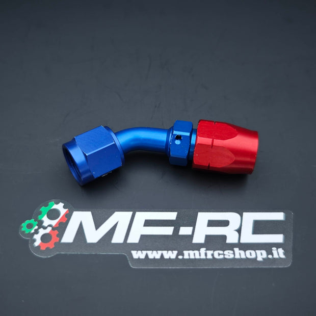 Raccordo 45° AN6 per tubazione in treccia